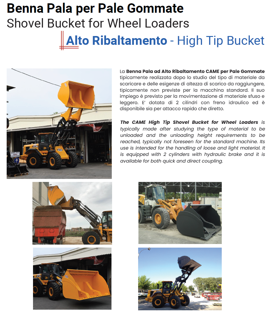 Benna Pala Alto Ribaltamento per Pale Gommate Scheda 1